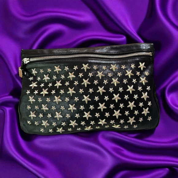 Jimmy Choo Handbags - Jimmy Choo Black Leather Star Clutch Bag Silver Hardware
